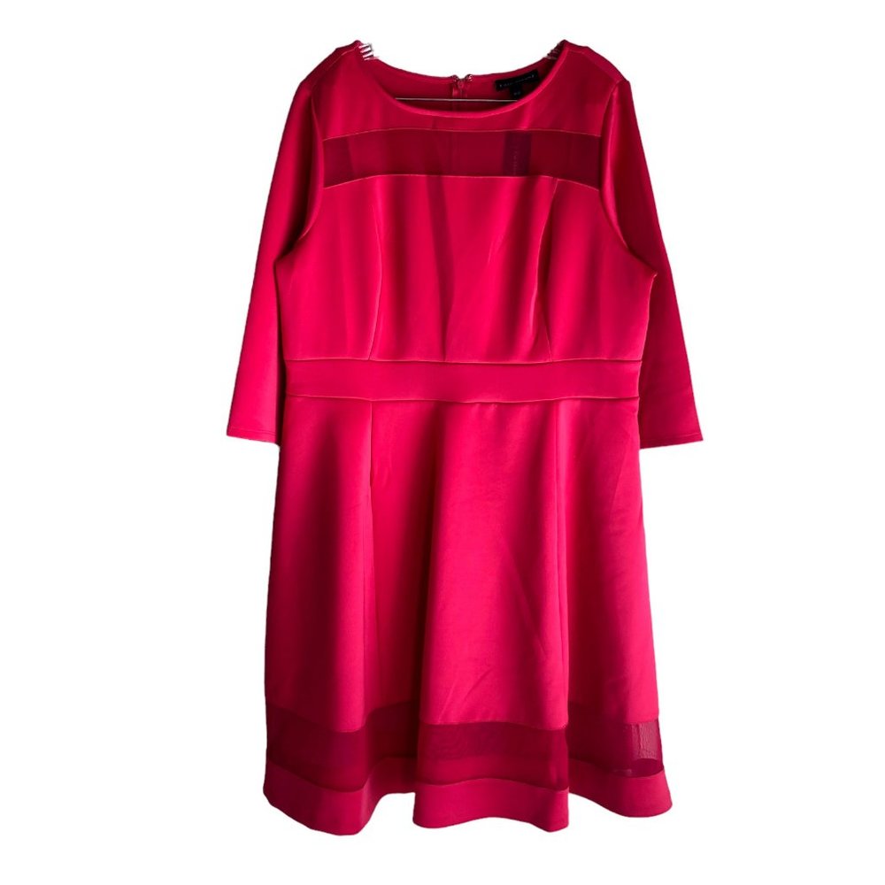 NWT Lane Bryant Womens Formal Dress Sz 18/20 Pink Stretch Scoop Neck 3/4 Sleeve